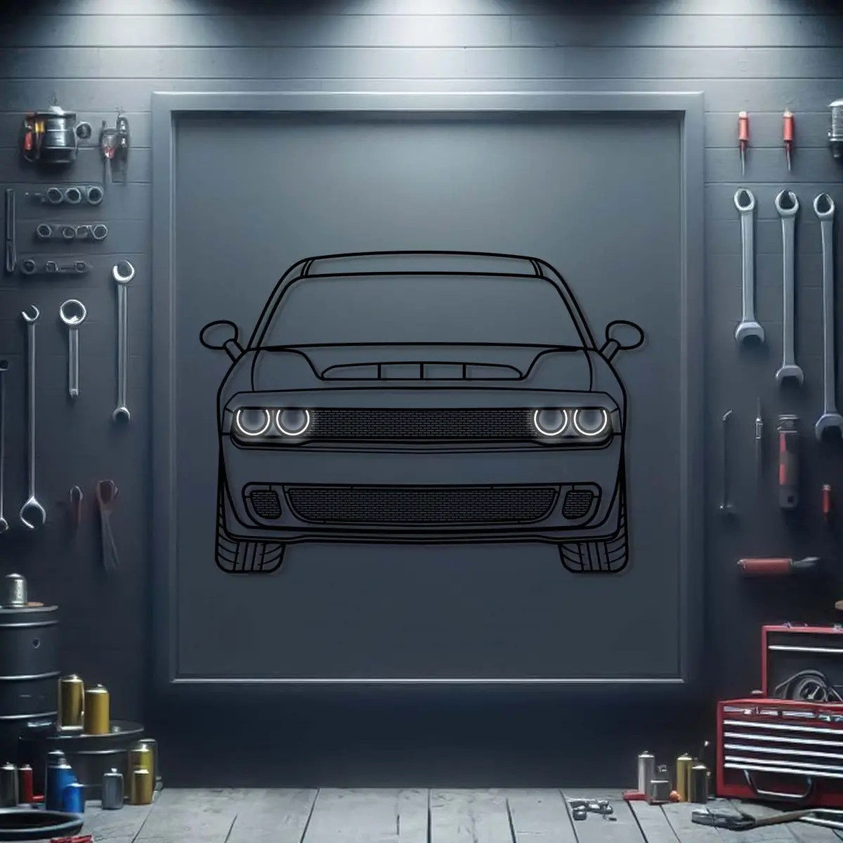2023 Dodge Demon Front View Metal Neon Car Wall Art - Mtn0160 1