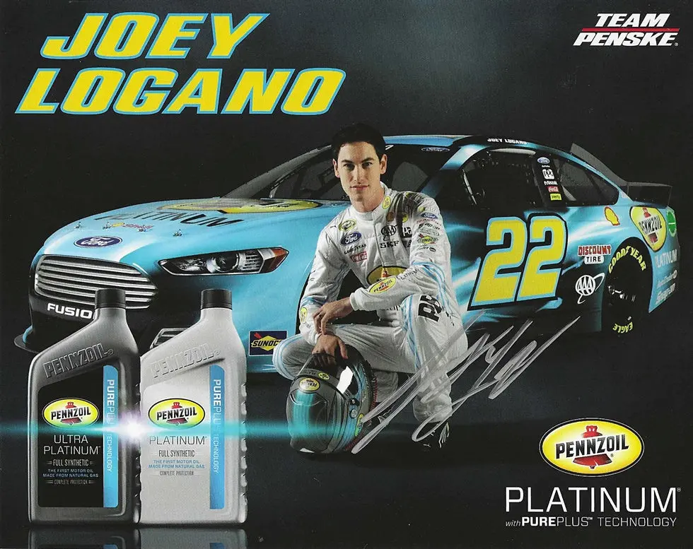 Autographed 2015 Joey Logano #22 Pennzoil Platinum Racing (Team Penske) Signed Nascar Picture 8X10 Inch Hero Card Photo With Coa 1