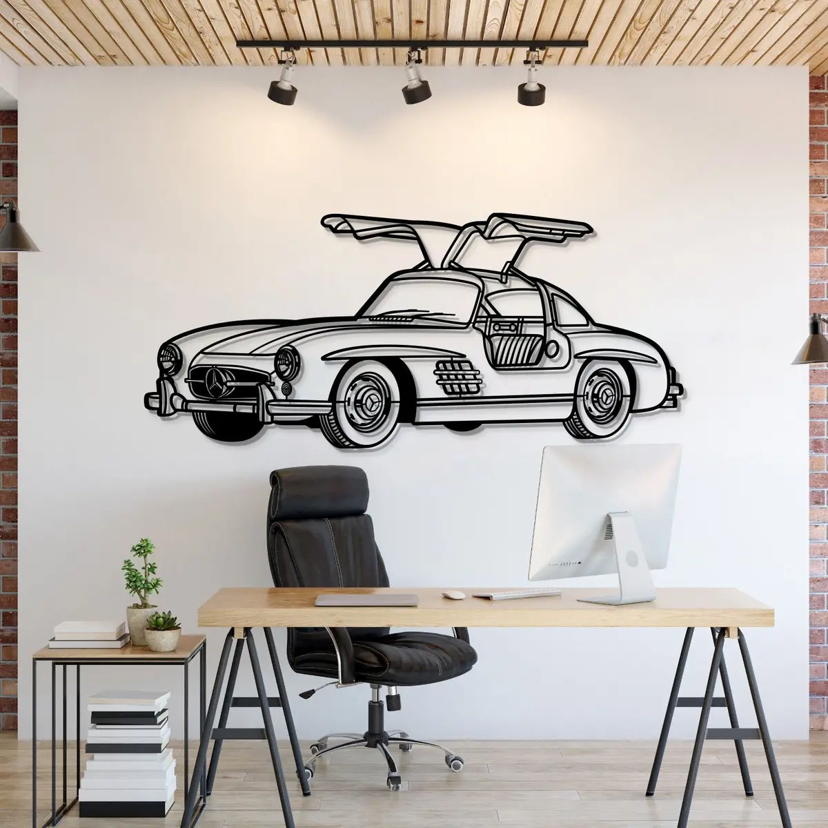 1955 300Sl Perspective Metal Car Wall Art - Mt1171 1