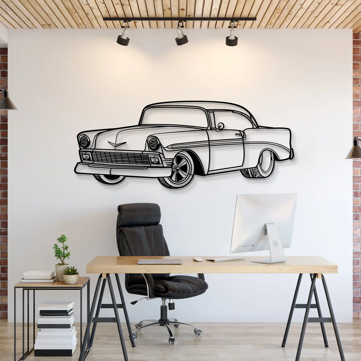 1956 Bel Air Perspective Metal Car Wall Art - Mt1302 1