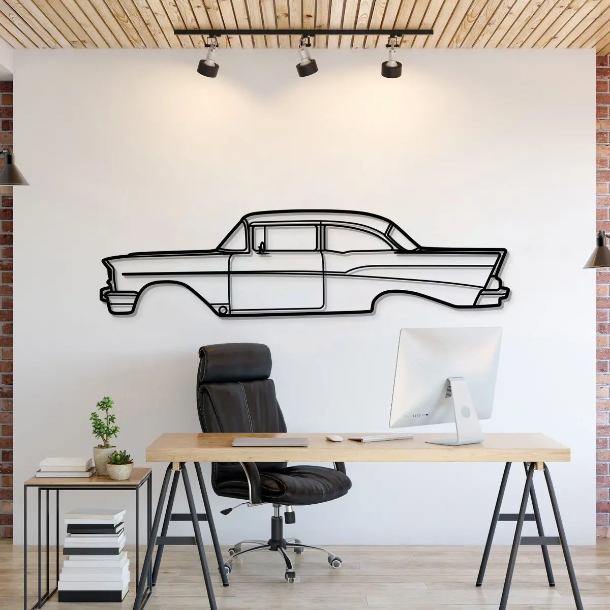 1957 Bel Air Metal Car Wall Art - Mt0046 1