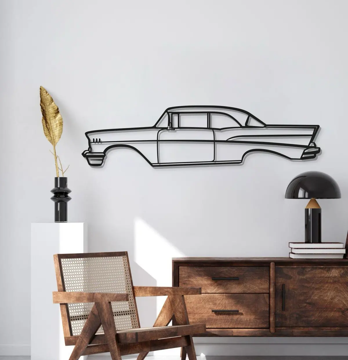 1957 Bel Air Coupe Metal Car Wall Art - Mt0047 2