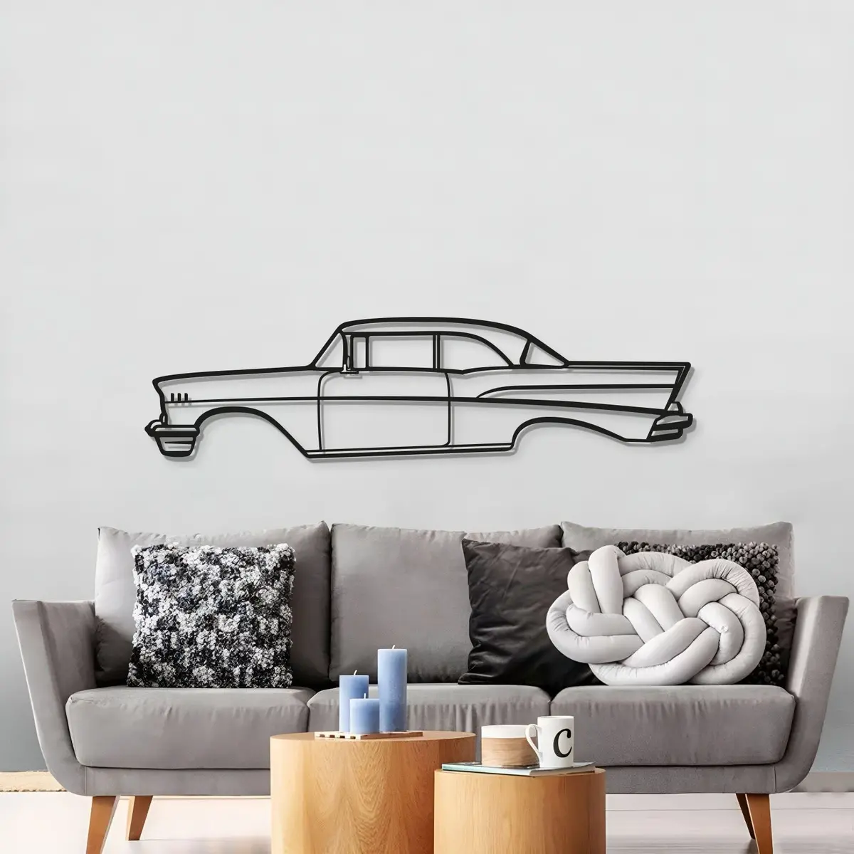 1957 Bel Air Coupe Metal Car Wall Art - Mt0047 3