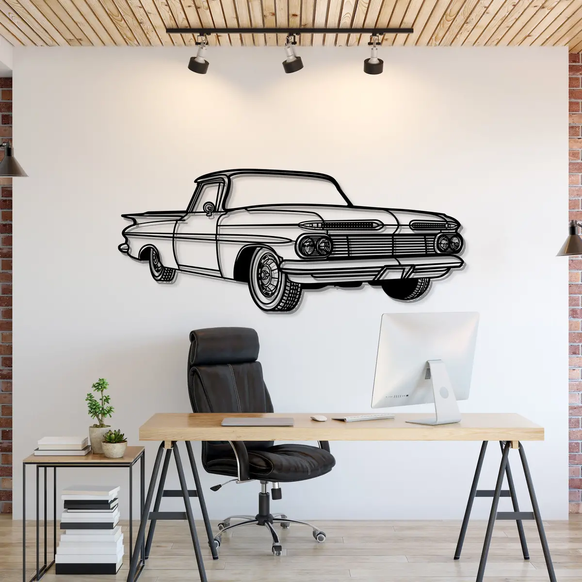 1959 El Camino Perspective Metal Car Wall Art - Mt1148 1