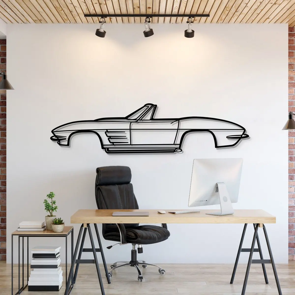 1964 Corvette Convertible Metal Car Wall Art - Mt0068 1