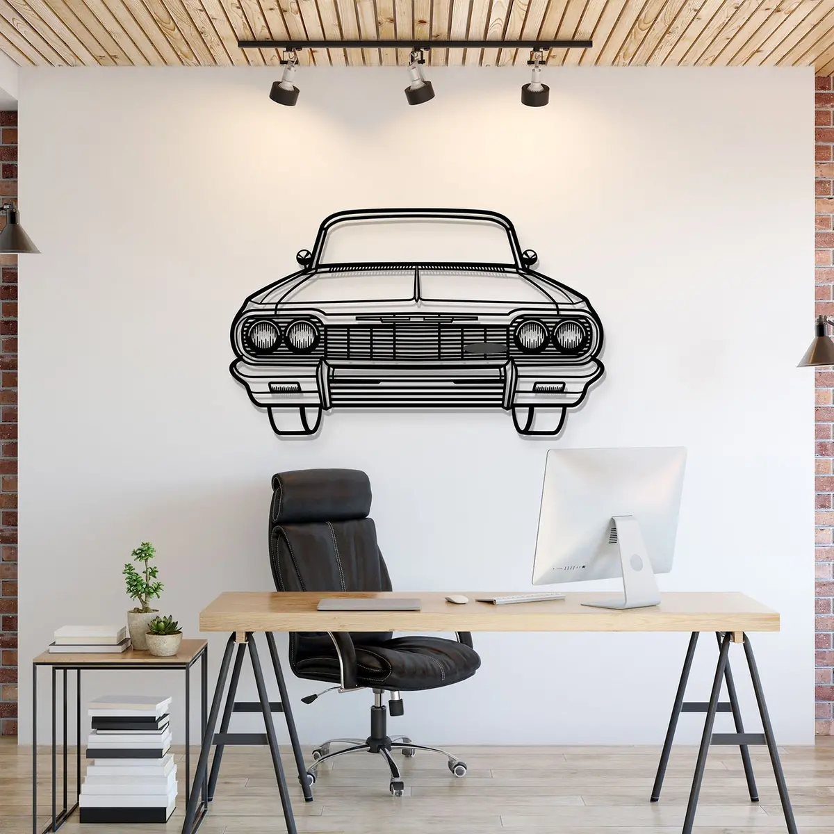 1964 Impala Ss Front View Metal Car Wall Art - Mt1331 1