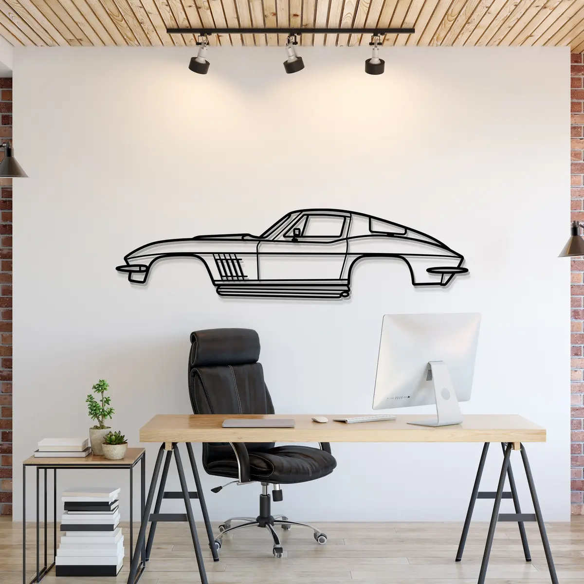 1967 Corvette Stingray 427 Metal Car Wall Art - Mt0095 1