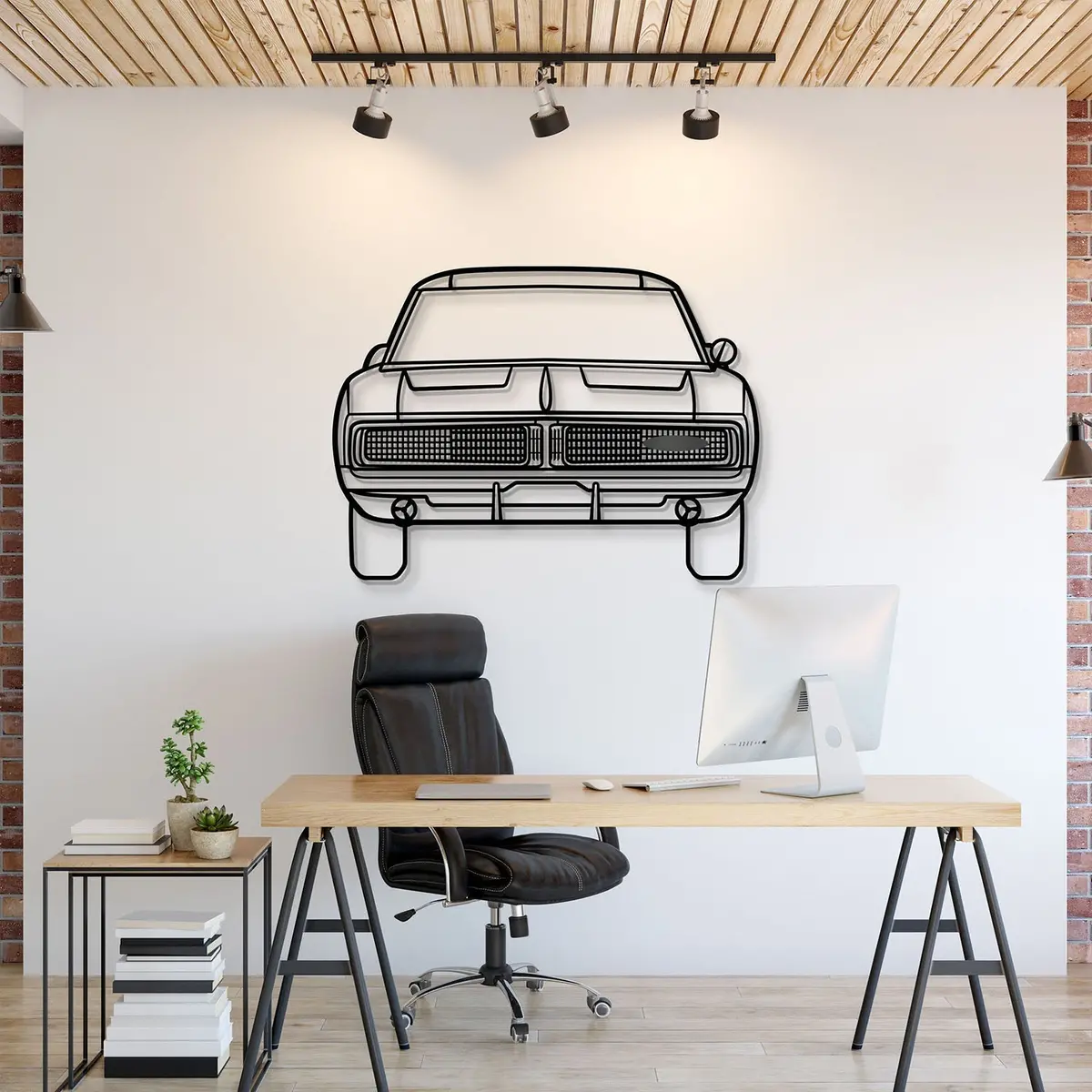 1969 Charger Front View Metal Car Wall Art - Mt1337 1