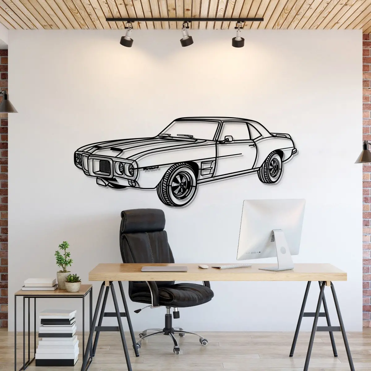1969 Firebird Trans Am Perspective Metal Car Wall Art - Mt1184 1