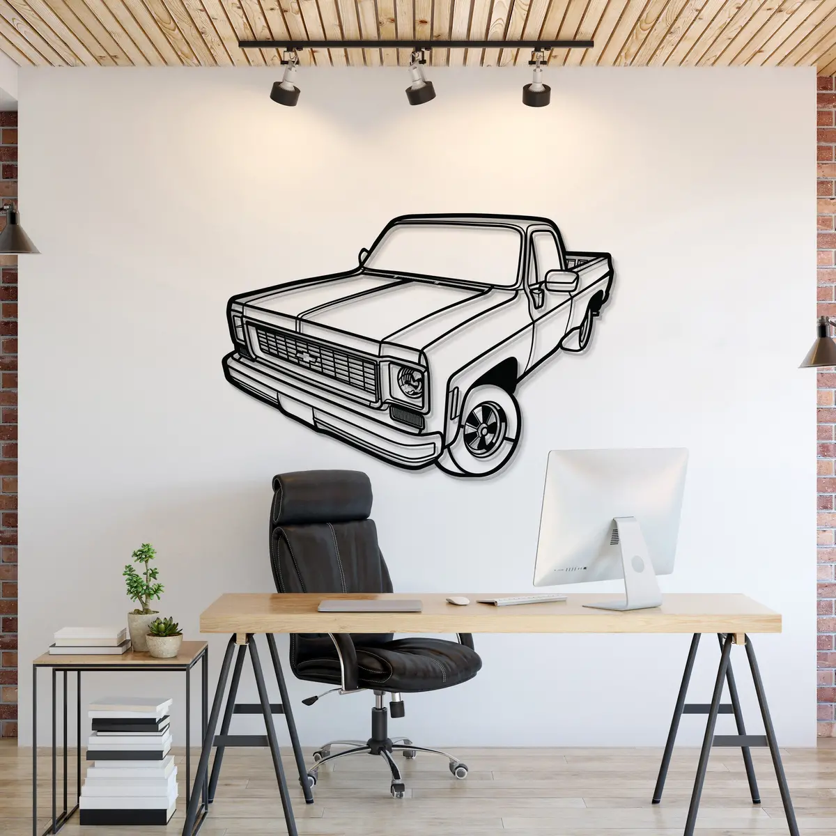1973 C10 Perspective Metal Car Wall Art - Mt1254 1