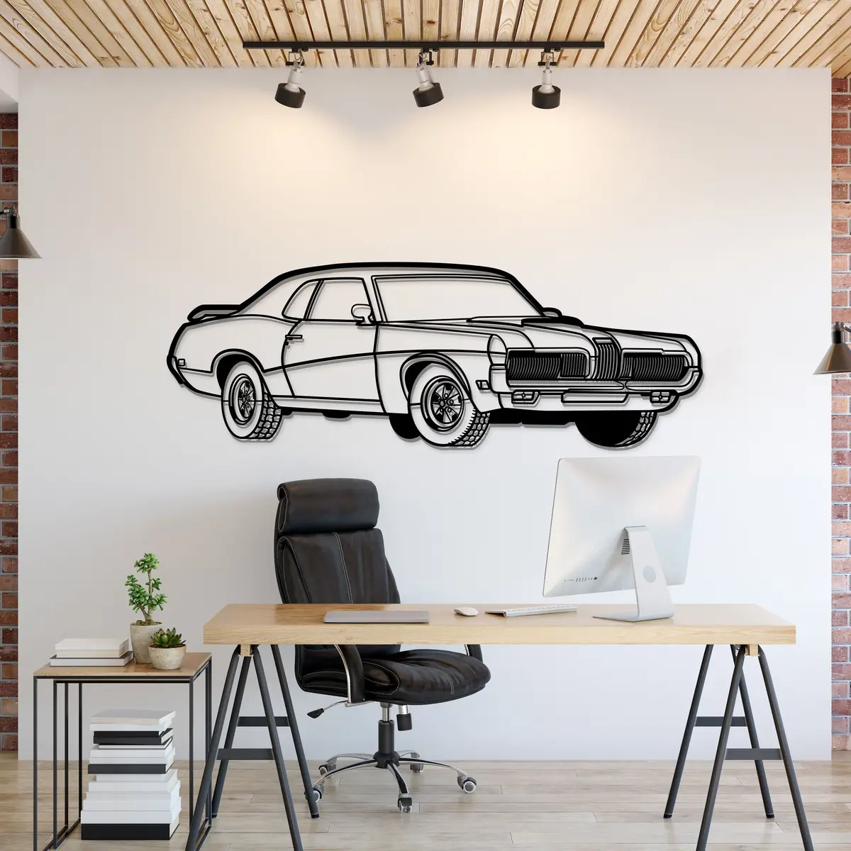 1970 Cougar Perspective Metal Car Wall Art - Mt1176 1