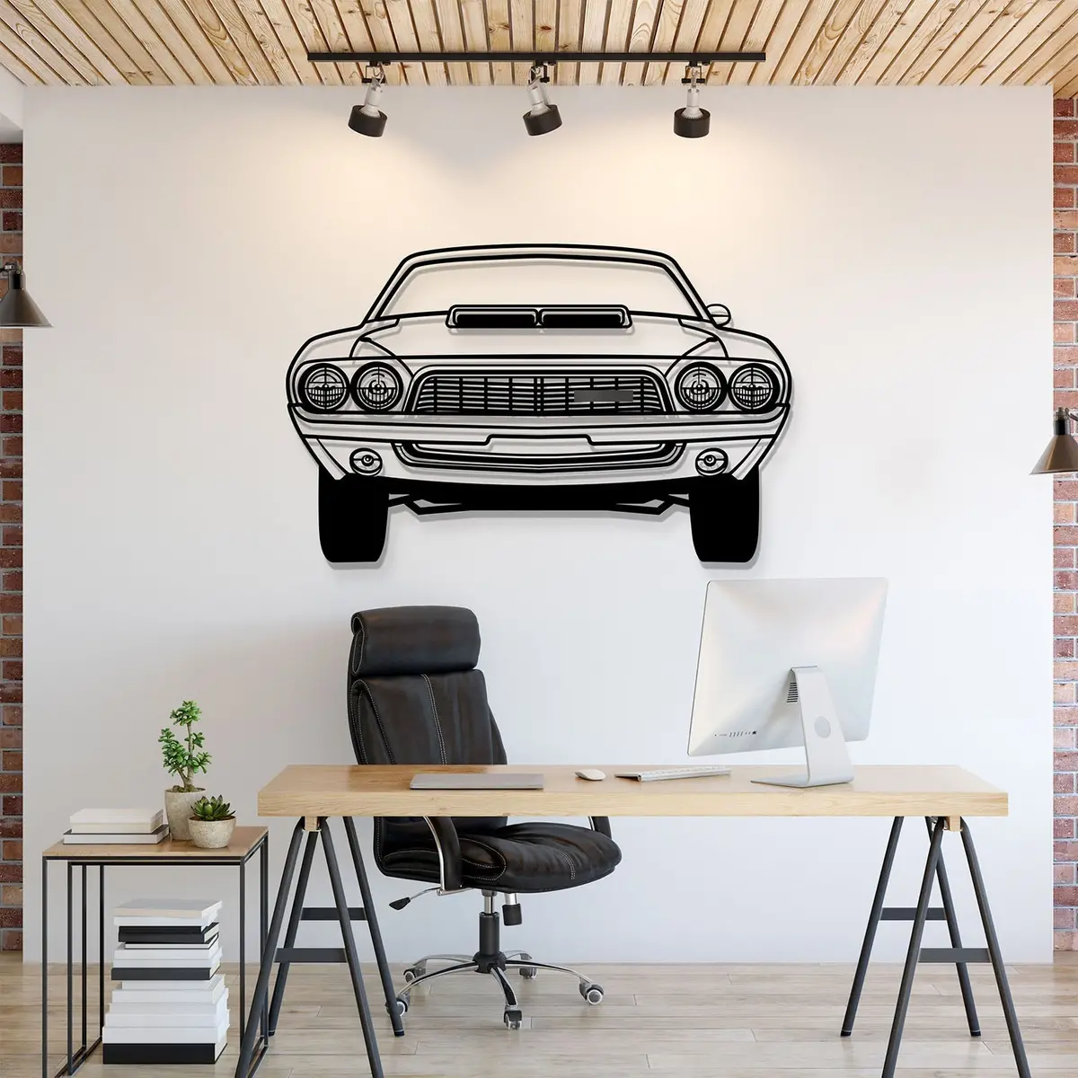 1972 Challenger Front View Metal Car Wall Art - Mt1338 1