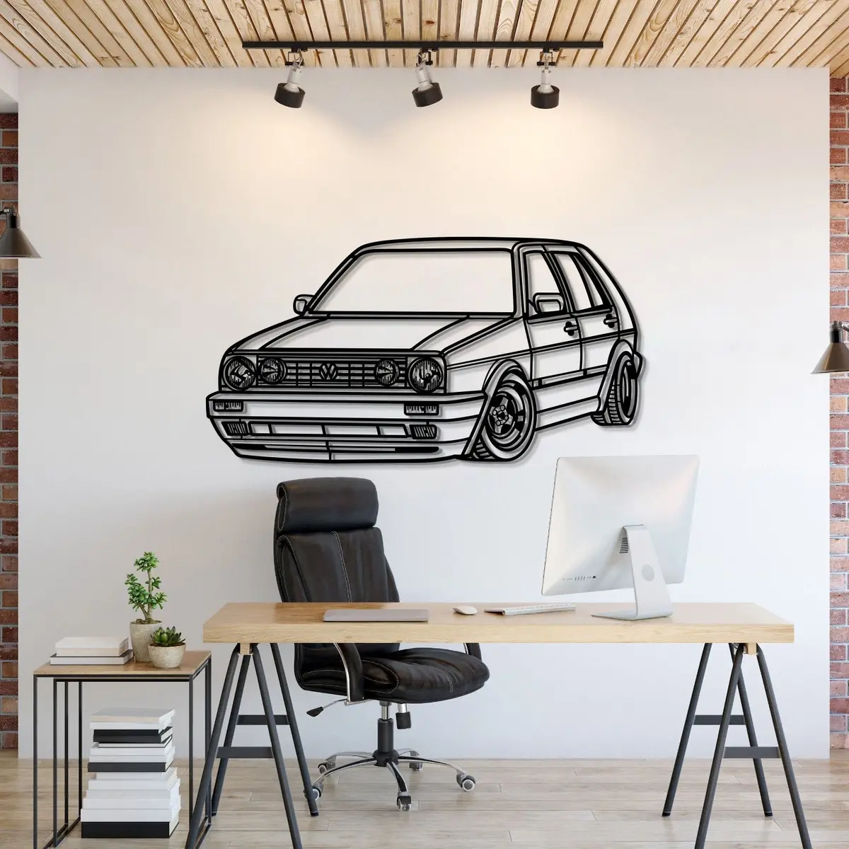 1990 Golf Mk2 Perspective Metal Car Wall Art - Mt0464 1