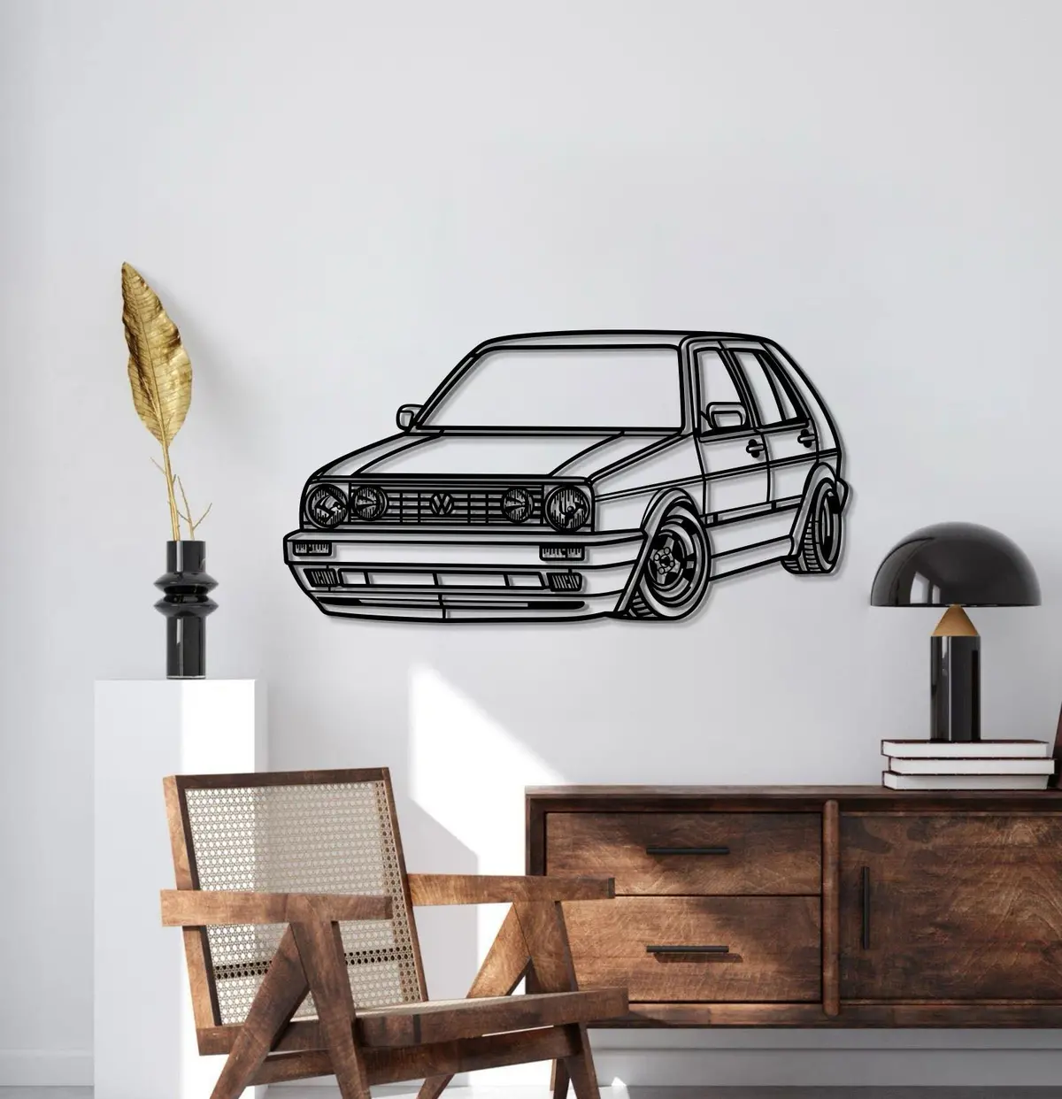 1990 Golf Mk2 Perspective Metal Car Wall Art - Mt0464 2