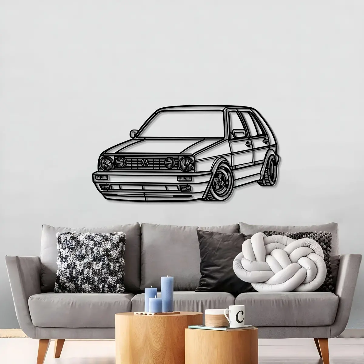 1990 Golf Mk2 Perspective Metal Car Wall Art - Mt0464 3
