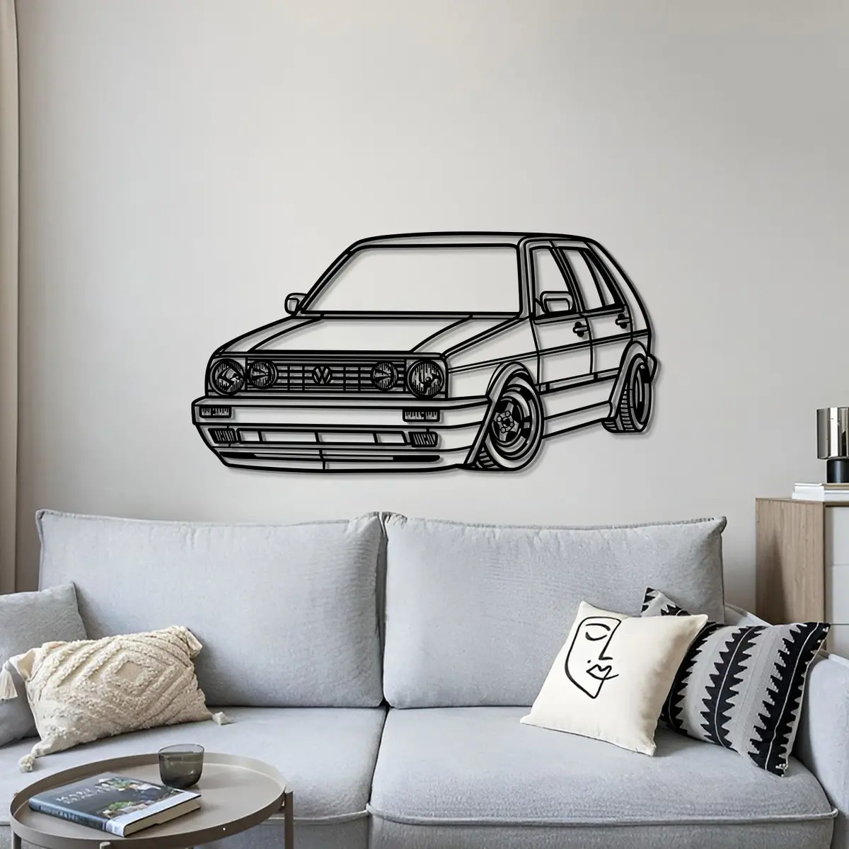 1990 Golf Mk2 Perspective Metal Car Wall Art - Mt0464 4