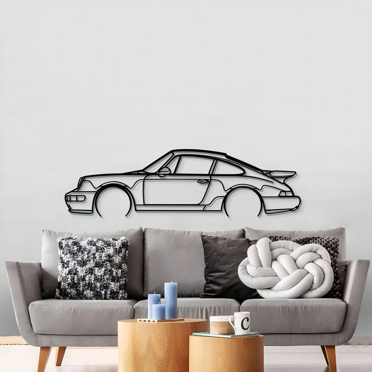 911 Turbo Model 964 Detailed Metal Car Wall Art - Mt0873 3