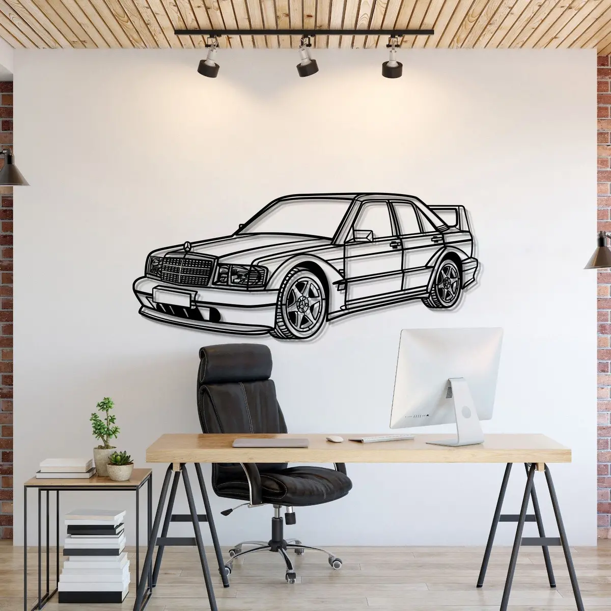 1990 190E 2.5-16 Evo Ii Perspective Metal Car Wall Art - Mt0453 1