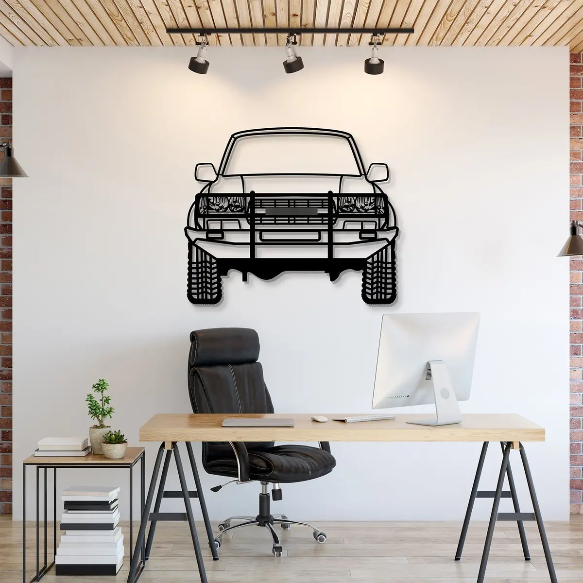 1992 Land Cruiser Custom Front View Metal Car Wall Art - Mt1374 1