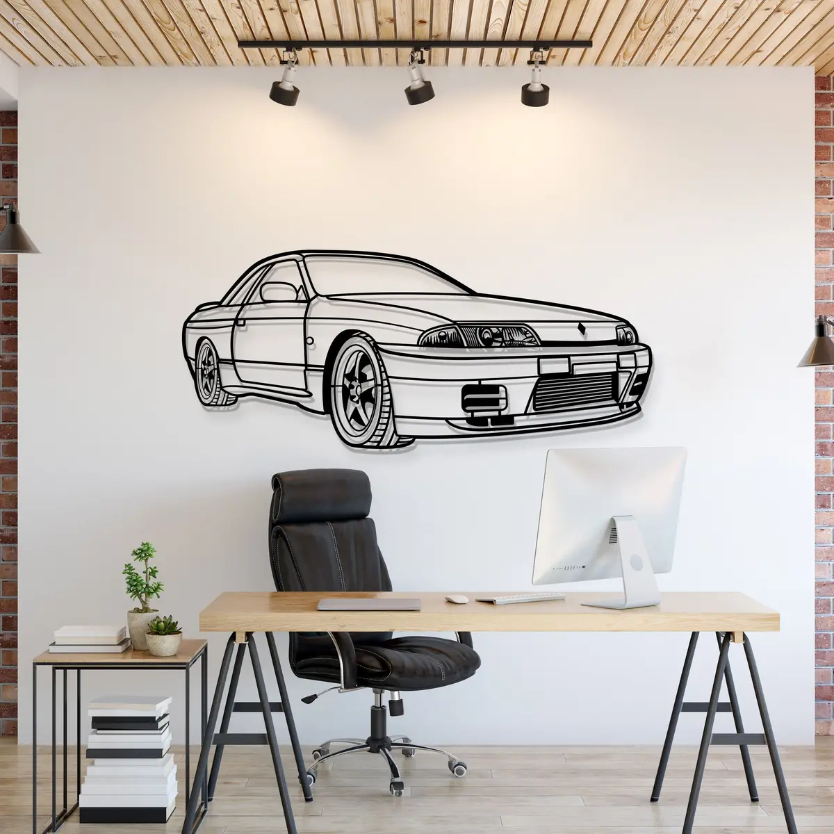1993 Skyline  Gts-T R32 Perspective Metal Car Wall Art - Mt1306 1