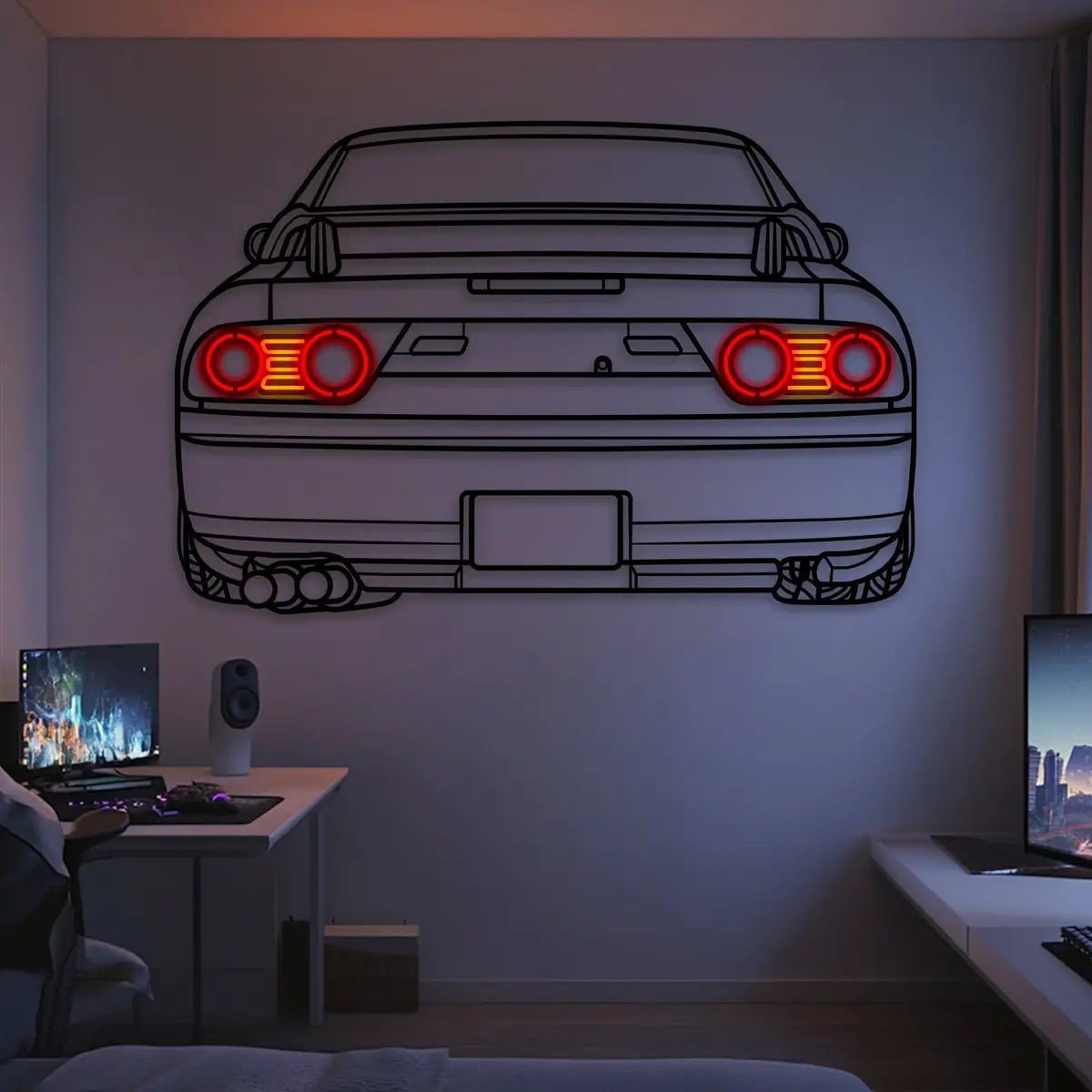 1997 180Sx Back View Metal Neon Car Wall Art -Mtn0241 1