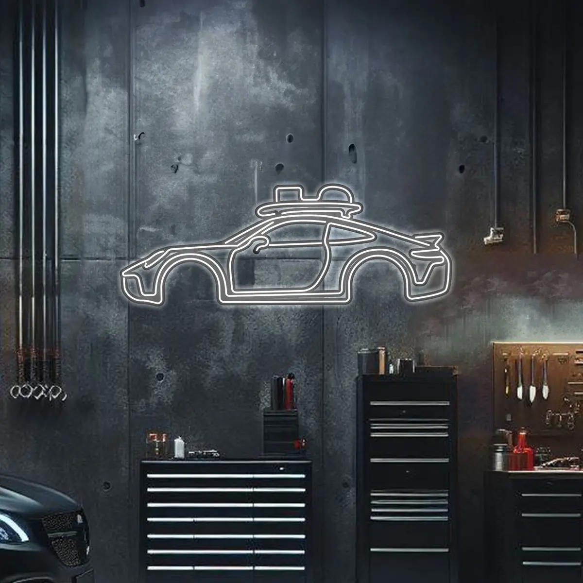 911 Dakar Metal Neon Car Wall Art - Mtn0043 1