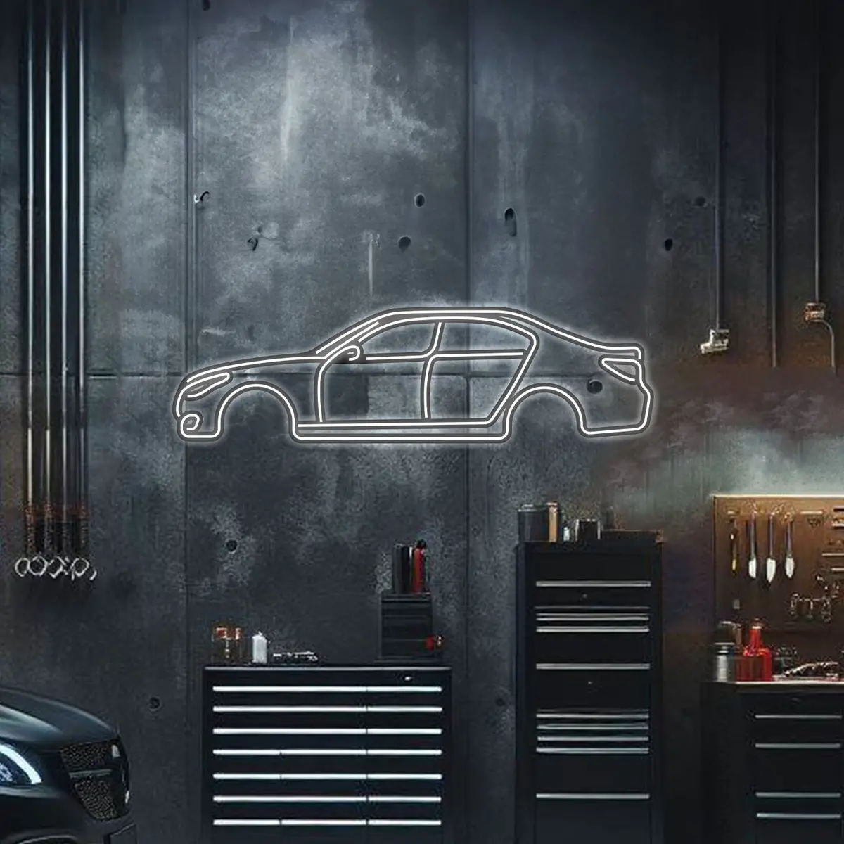 E60 Metal Neon Car Wall Art - Mtn0016 1