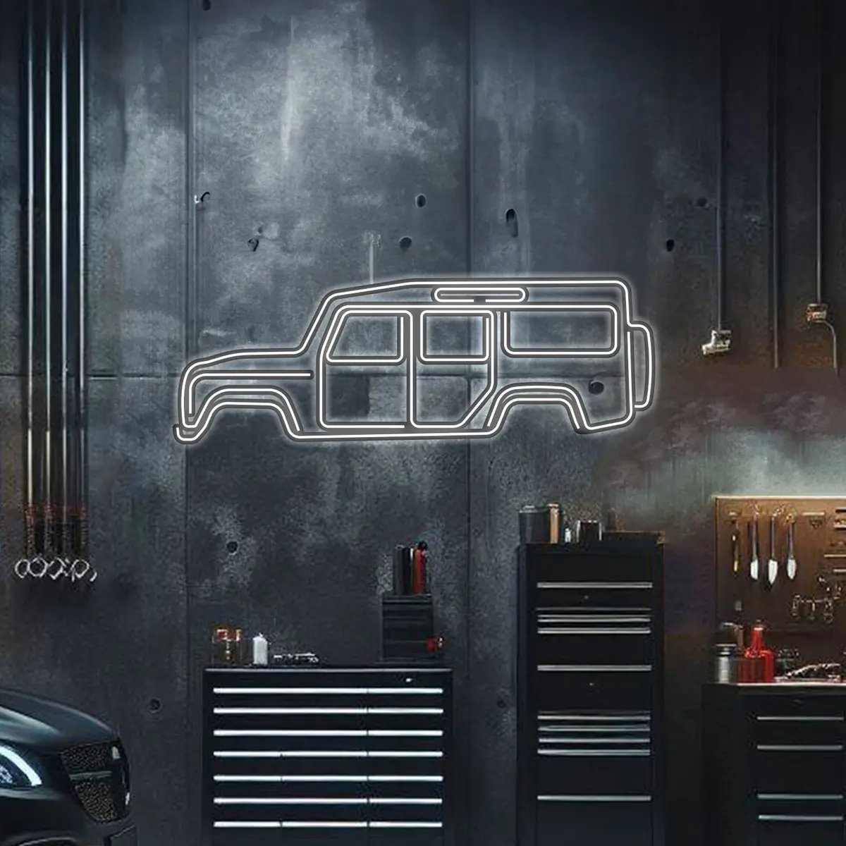 Defender 110 Metal Neon Car Wall Art - Mtn0032 1