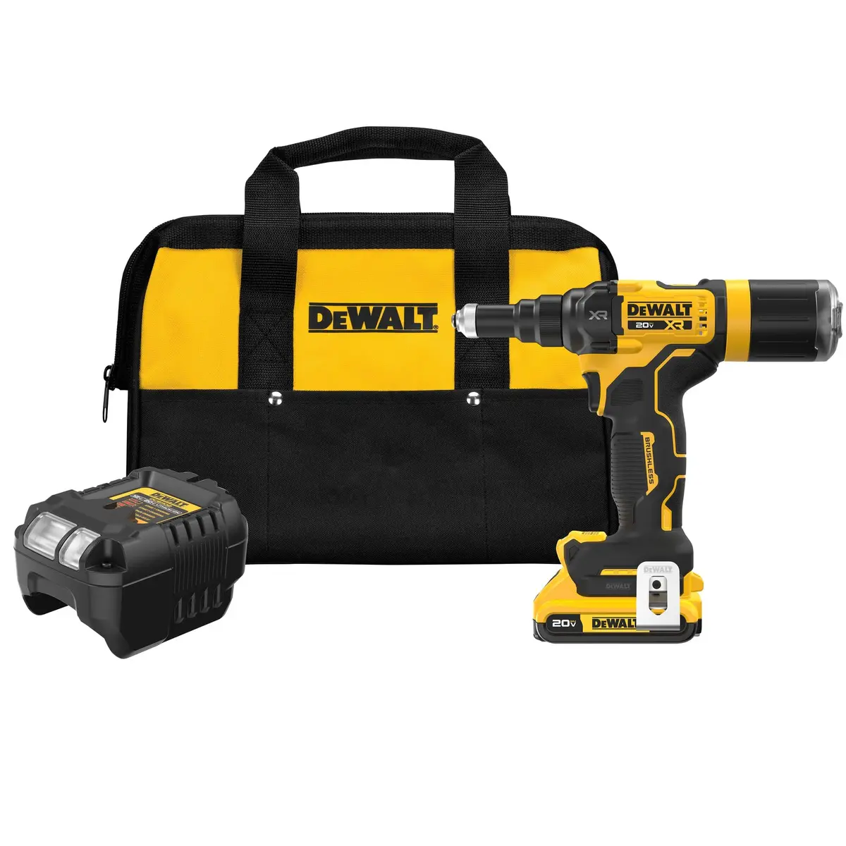 Remachadora Inalámbrica De 3/16" + 1 Batería 2 Amp + Cargador 20 V Max Xr | Dewalt 1