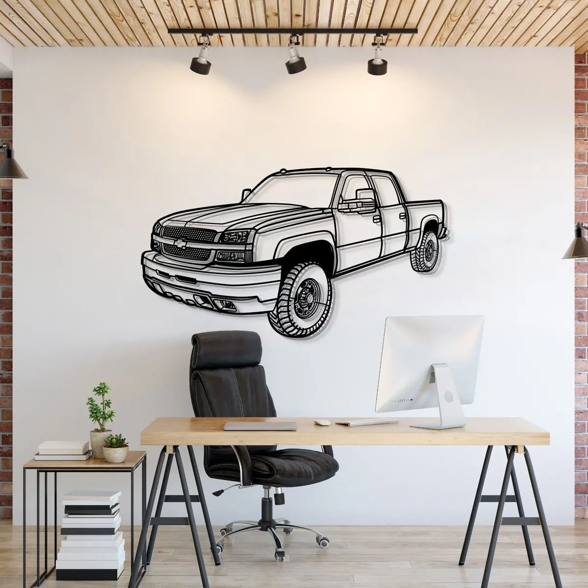2003 Silverado 2500 Perspective Metal Car Wall Art - Mt1256 1