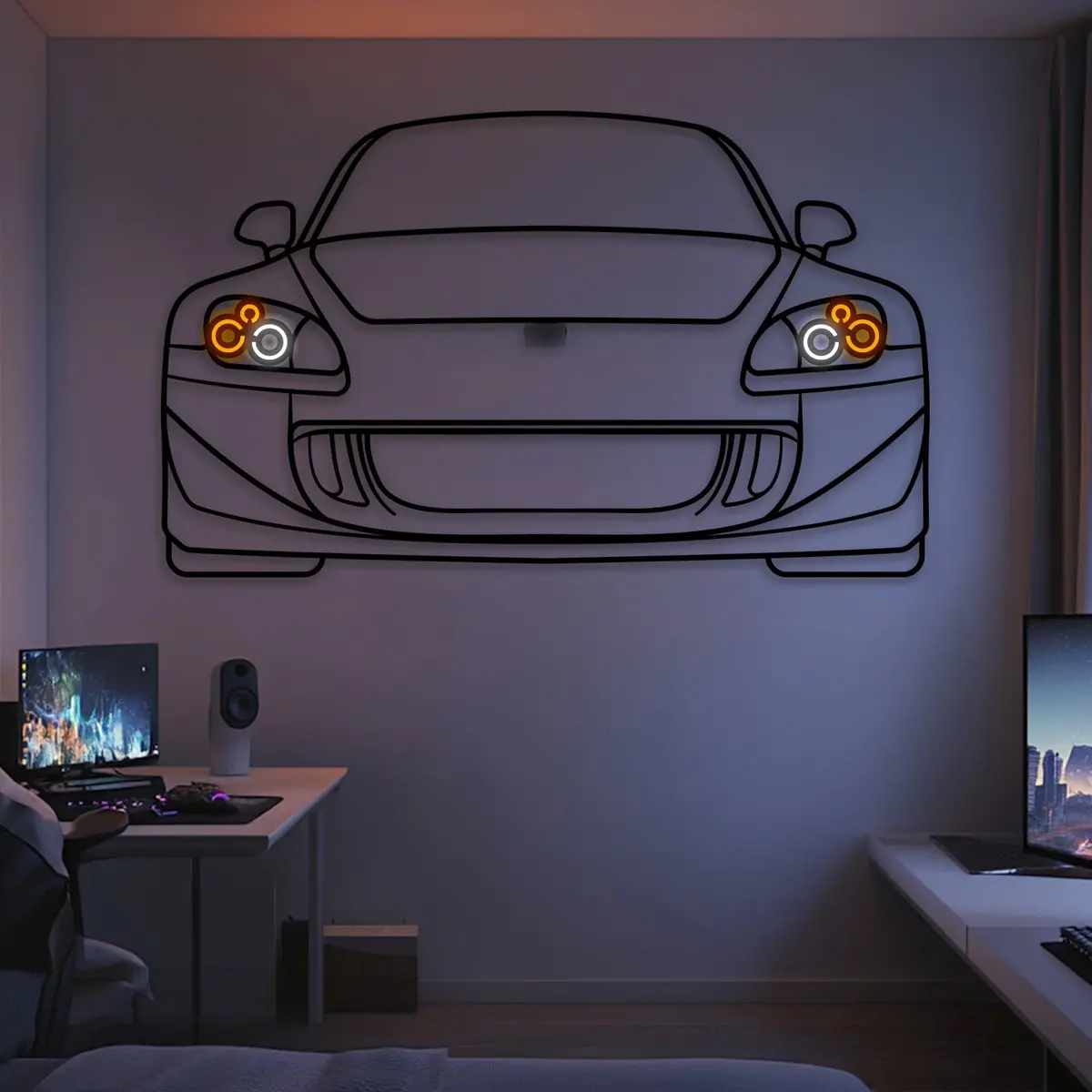 2004 S2000 Front View Metal Neon Car Wall Art -Mtn0242 1