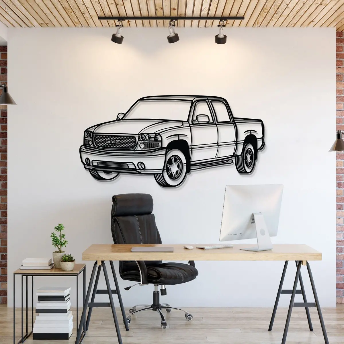 2005 Sierra Denali 1500 Crew Cab Perspective Metal Car Wall Art - Mt1202 1
