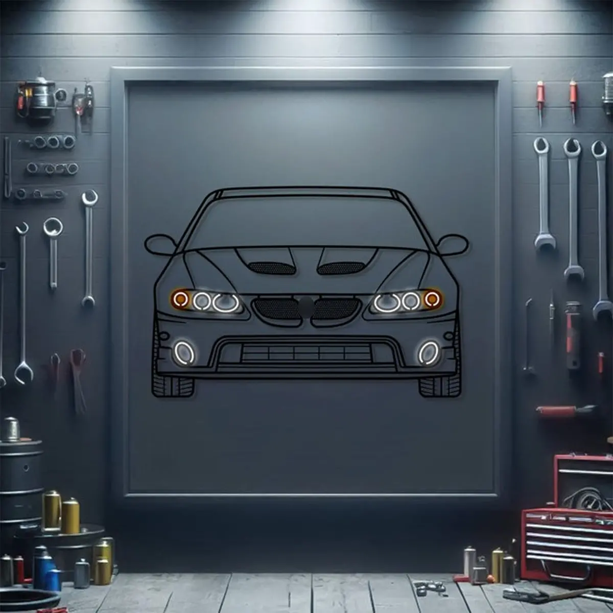 2006 Pontiac Gto Front View Metal Neon Car Wall Art - Mtn0159 1