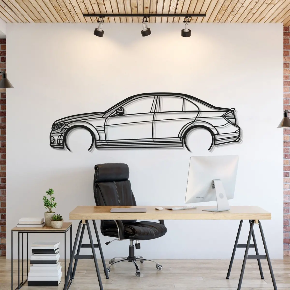 2009 C63 Amg Metal Car Wall Art - Mt0382 1