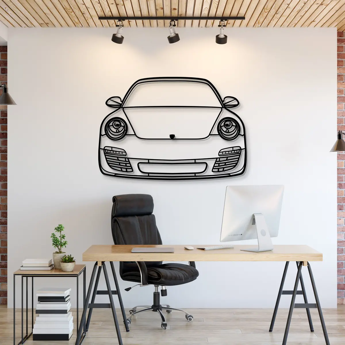 2009 911 Front View Metal Car Wall Art - Mt1368 1