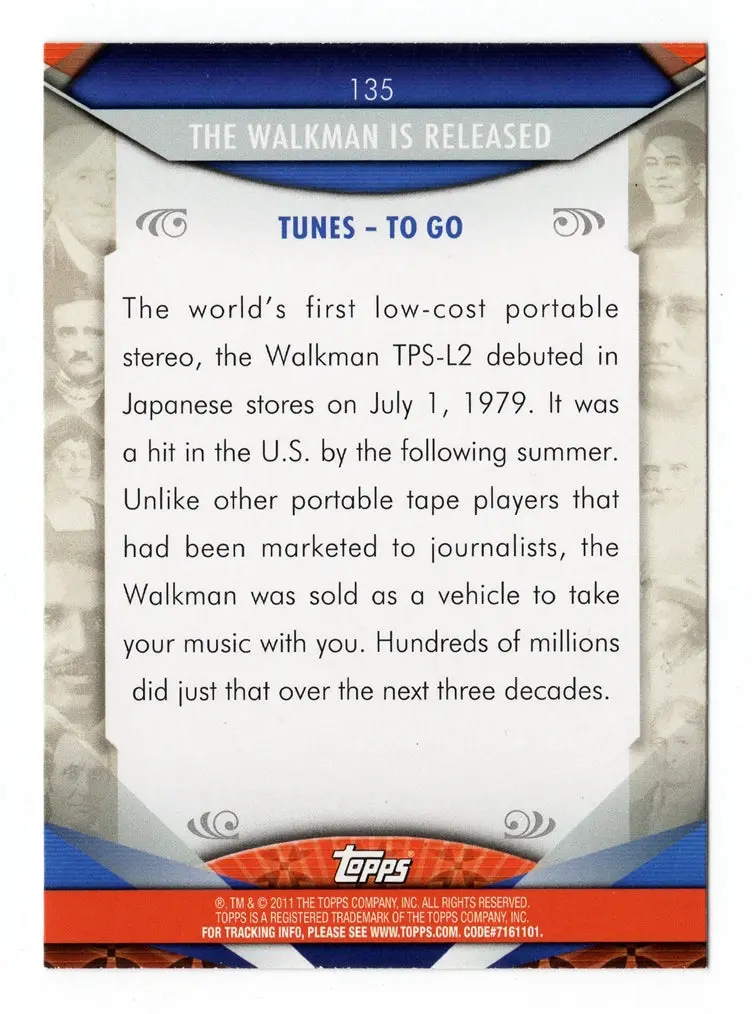 2011 Topps American Pie (1970'S) The Walkman Is Released Rare Parallel Holofoil Collectible Insert Trading Card #135 2