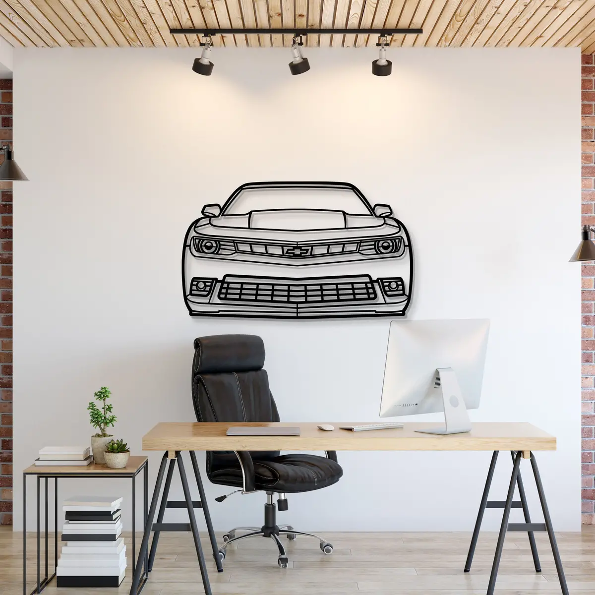 2014 Camaro Front View Metal Car Wall Art - Mt1334 1