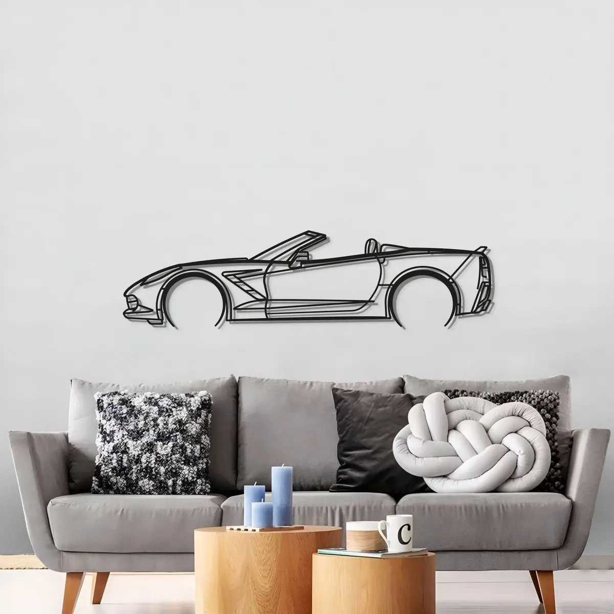 2014 Corvette C7 Cabrio Metal Car Wall Art - Mt0500 3