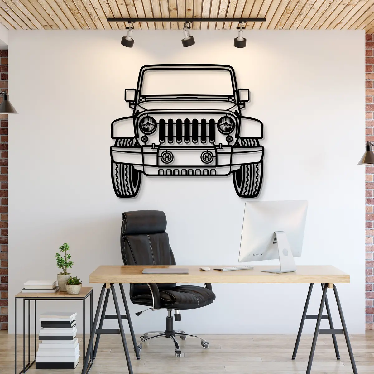 2015 Wrangler Front View Metal Car Wall Art - Mt1356 1