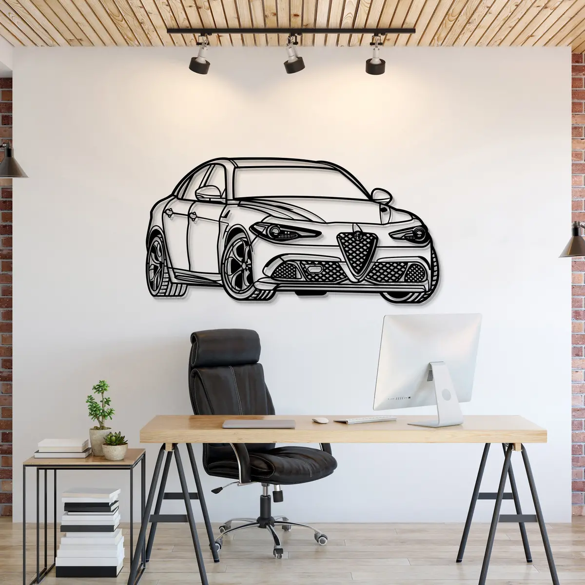 Guilia Quadrifoglio Perspective Metal Car Wall Art - Mt1237 1