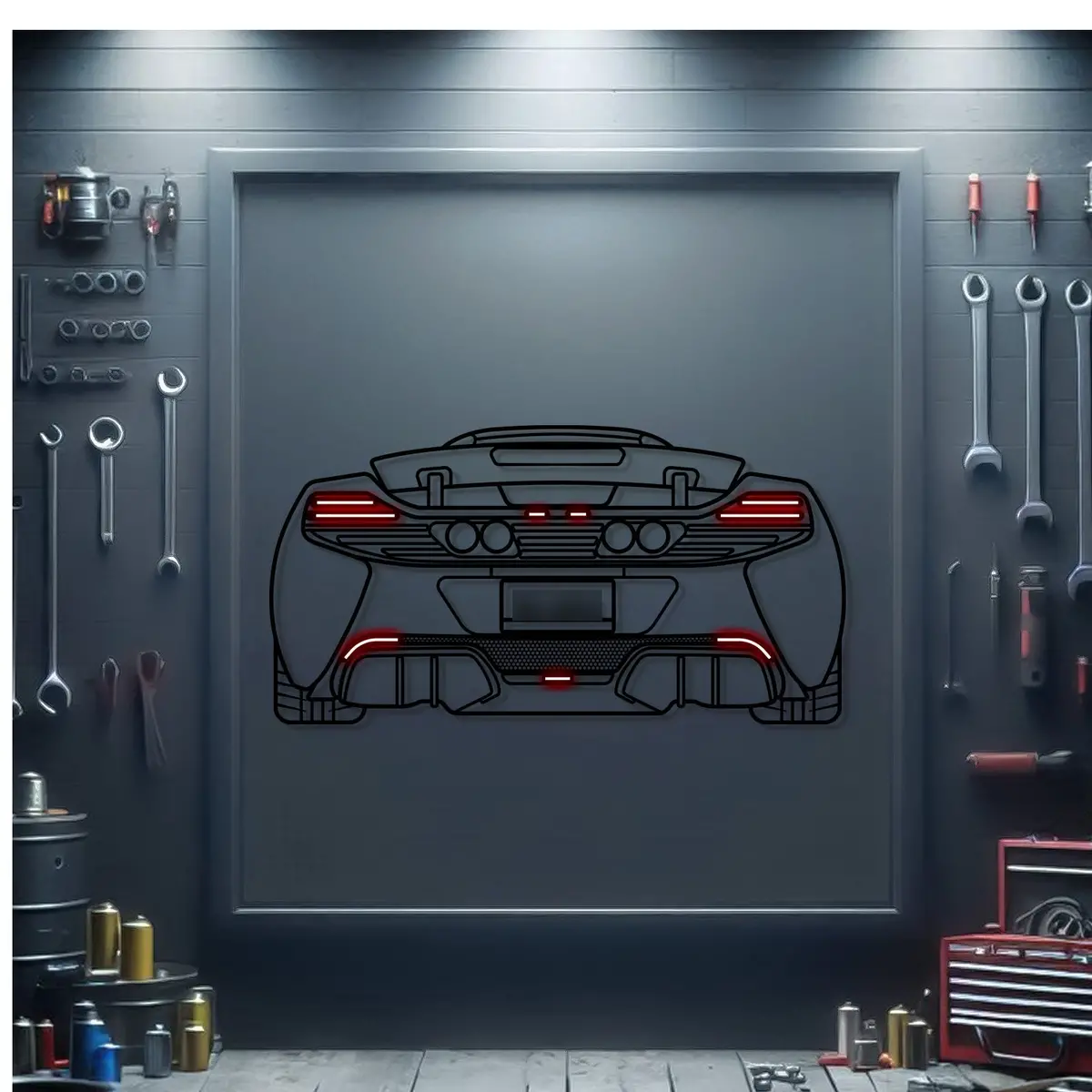 2016 Mclaren 650S Back View Metal Neon Car Wall Art - Mtn0211 1