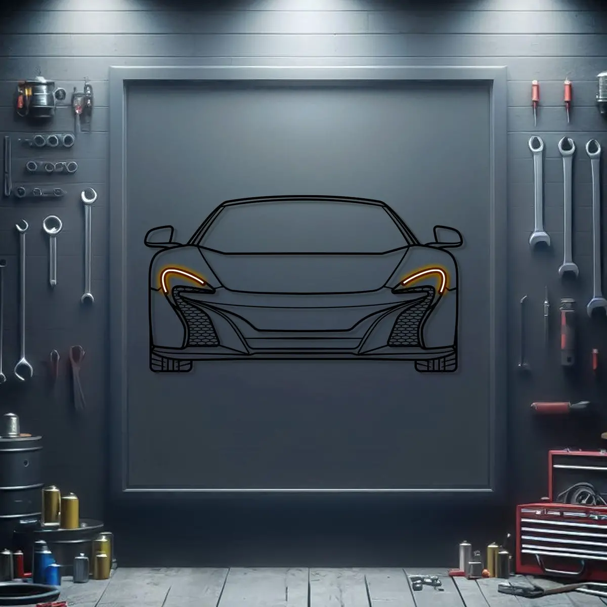 2016 Mclaren 650S Front View Metal Neon Car Wall Art - Mtn0212 1