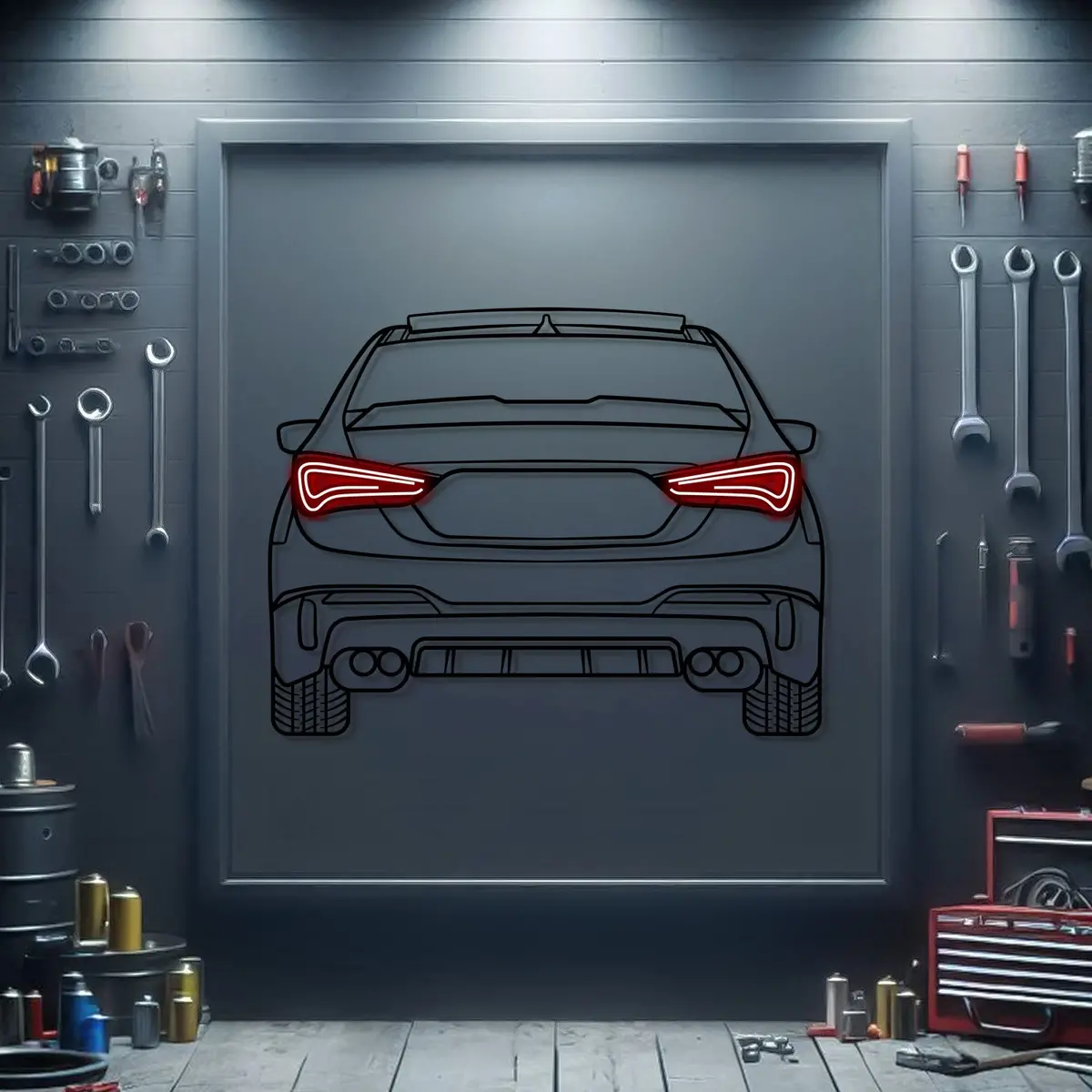 2016 Hyundai Solaris Back View Metal Neon Car Wall Art - Mtn0175 1