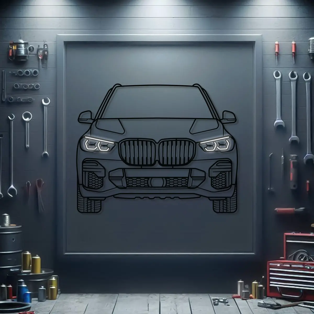 2018 Bmw X5 Front View Metal Neon Car Wall Art - Mtn0177 1