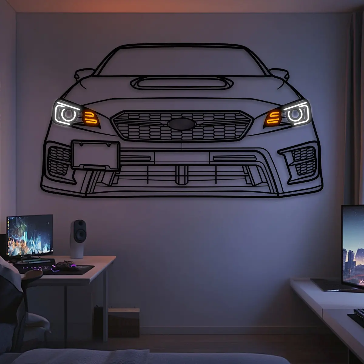 2020 Wrx Sti View Front  Metal Neon Car Wall Art -Mtn0248 1