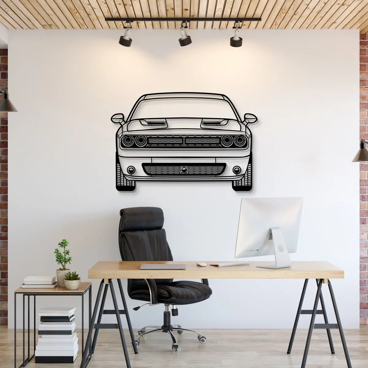 2021 Challenger Front View Metal Car Wall Art - Mt1342 1