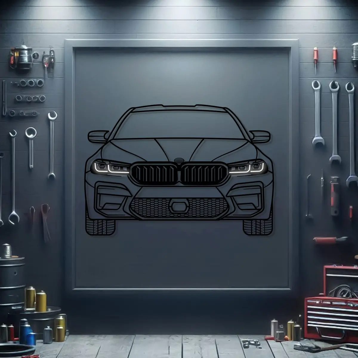 2021 M5 Competition Front View Metal Neon Car Wall Art - Mtn0184 1