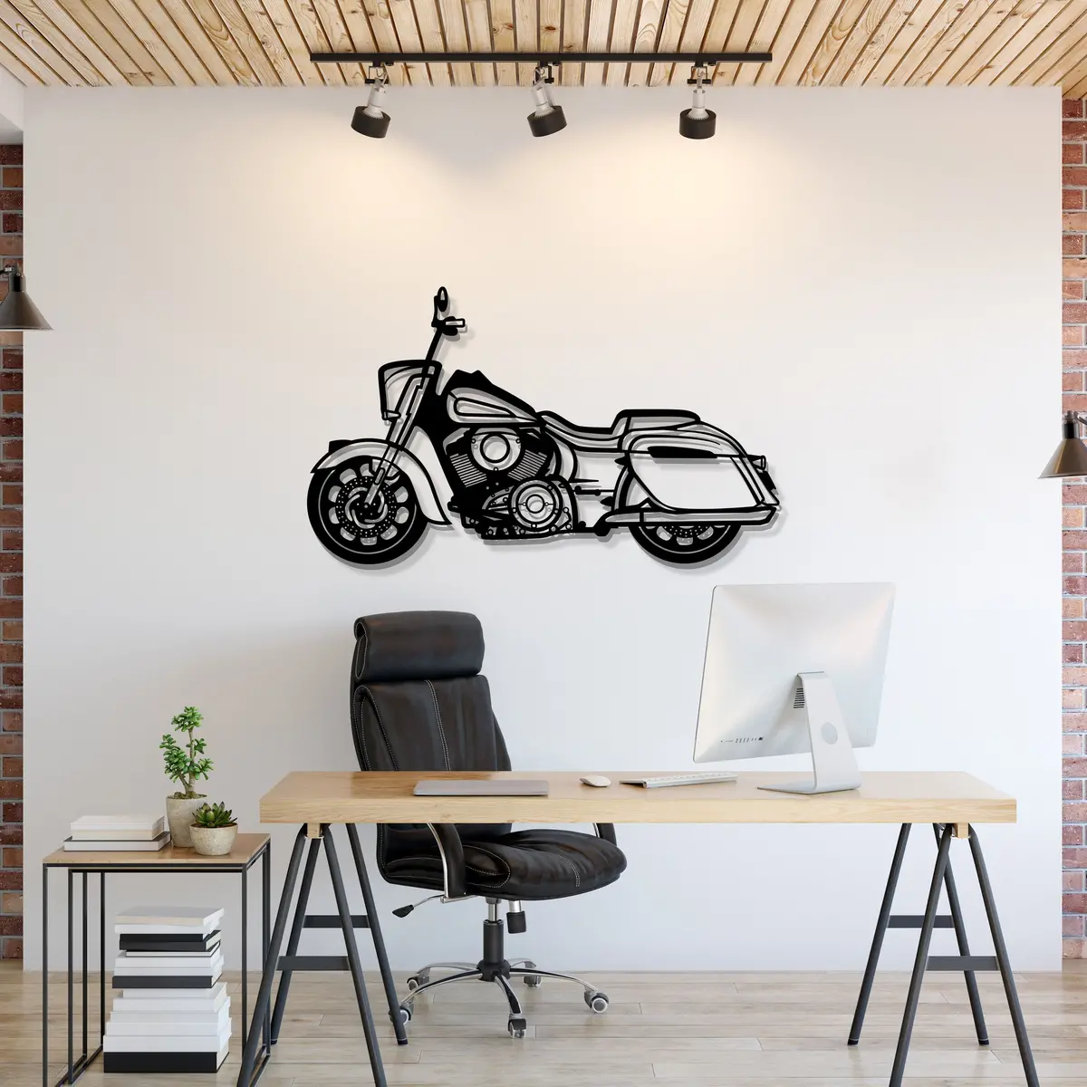 2022 Indian Springfield Dark Horse Metal Motorcycle Wall Art - Mt0791 1