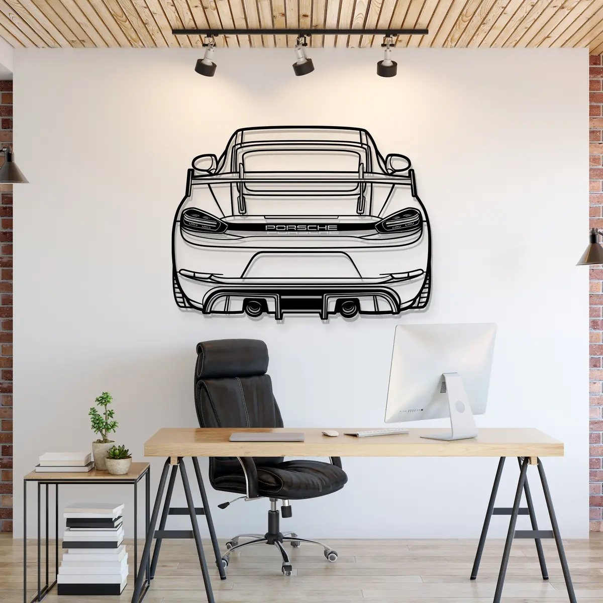 2022 718 Gt4 Back View Metal Car Wall Art - Mt1369 1