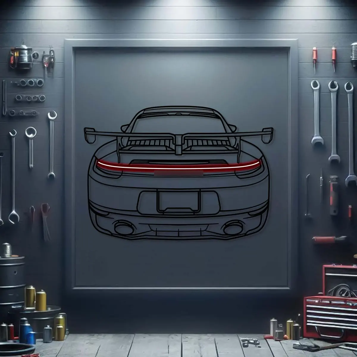 2022 Carrera 4S Back View Metal Neon Car Wall Art - Mtn0185 1
